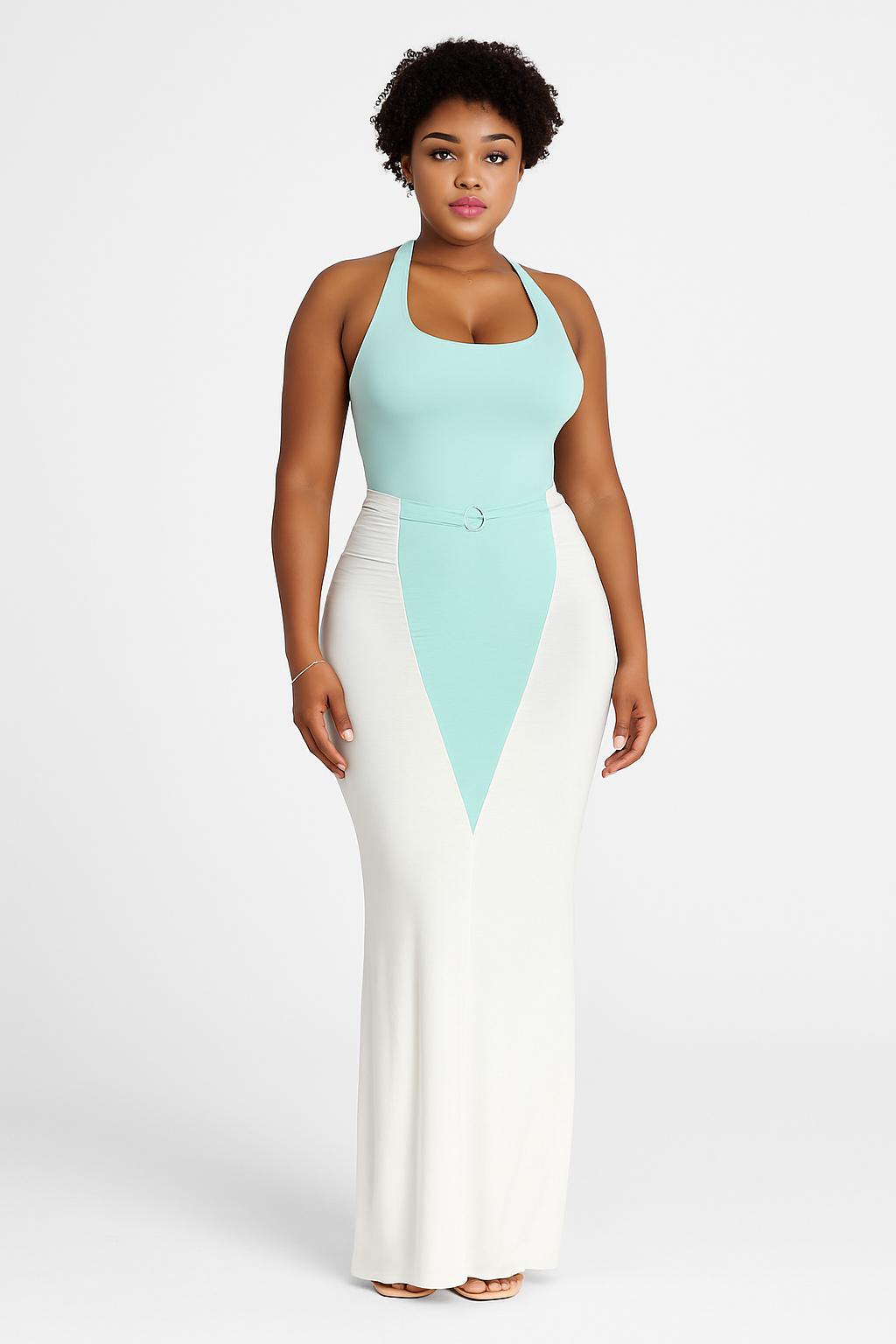 Robe longue bicolore dos nu