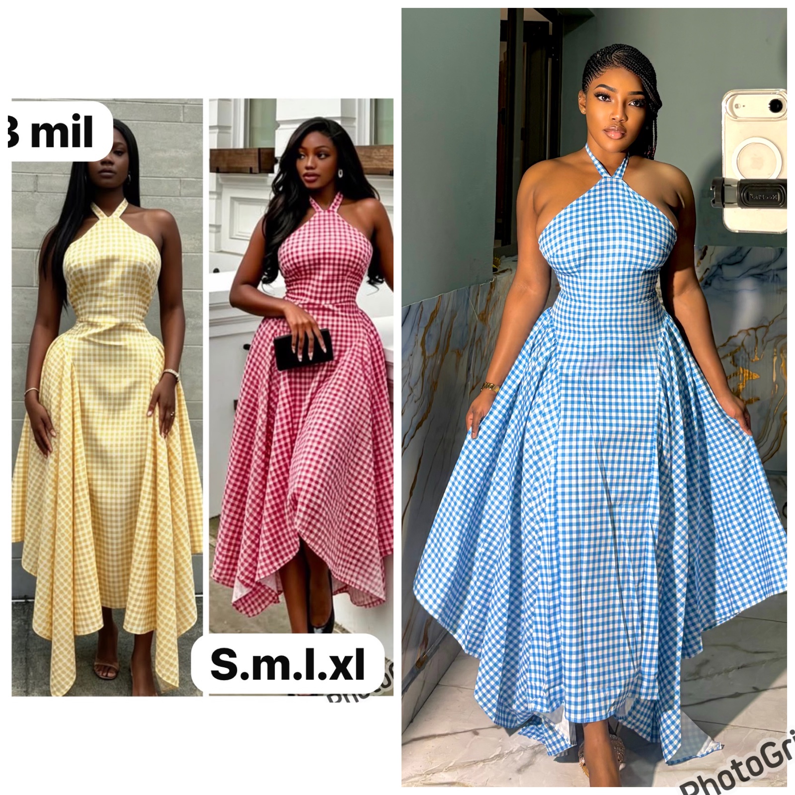 Robe longue vichy dos nu