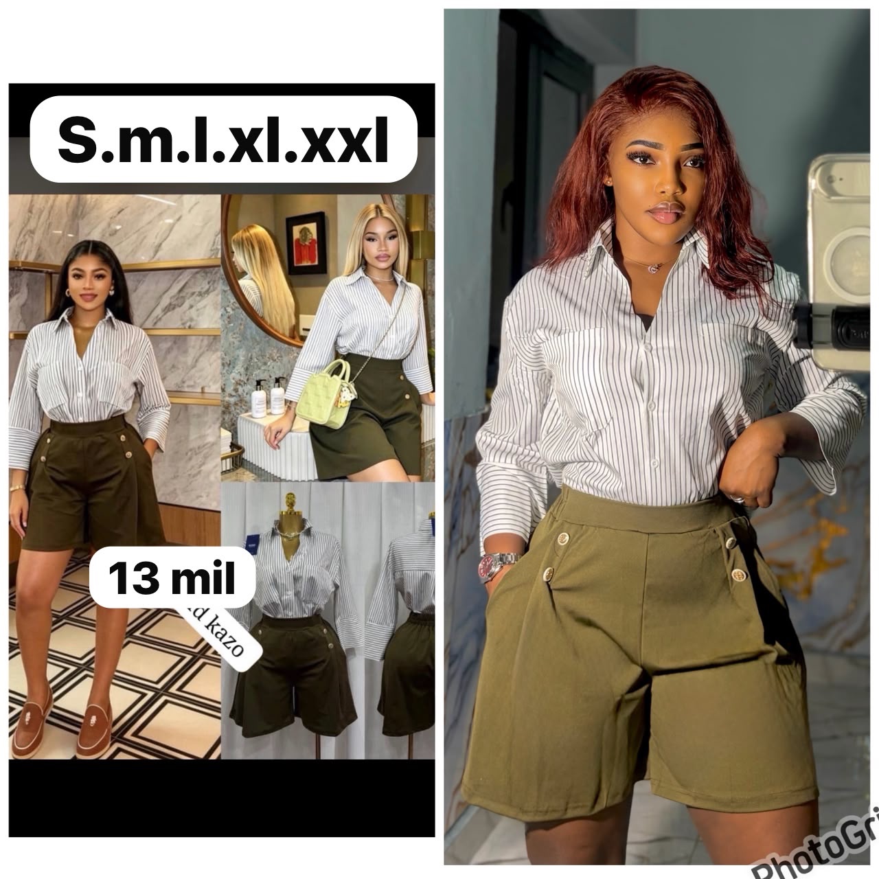 Ensemble short et chemise rayée