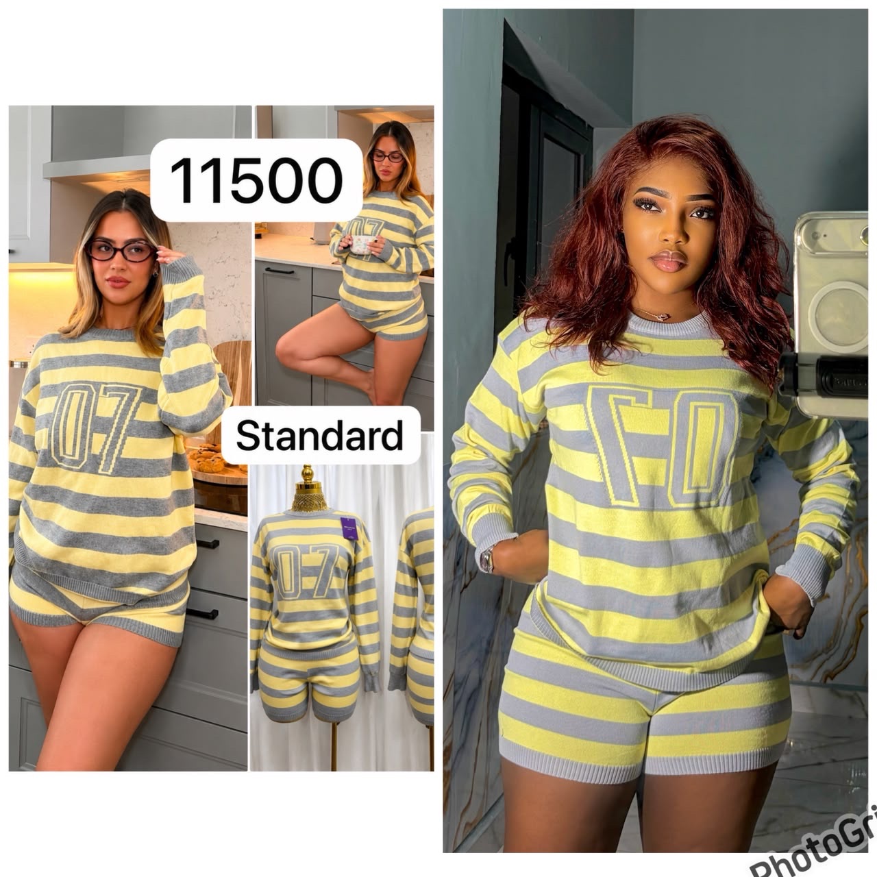 Ensemble short et pull à rayures