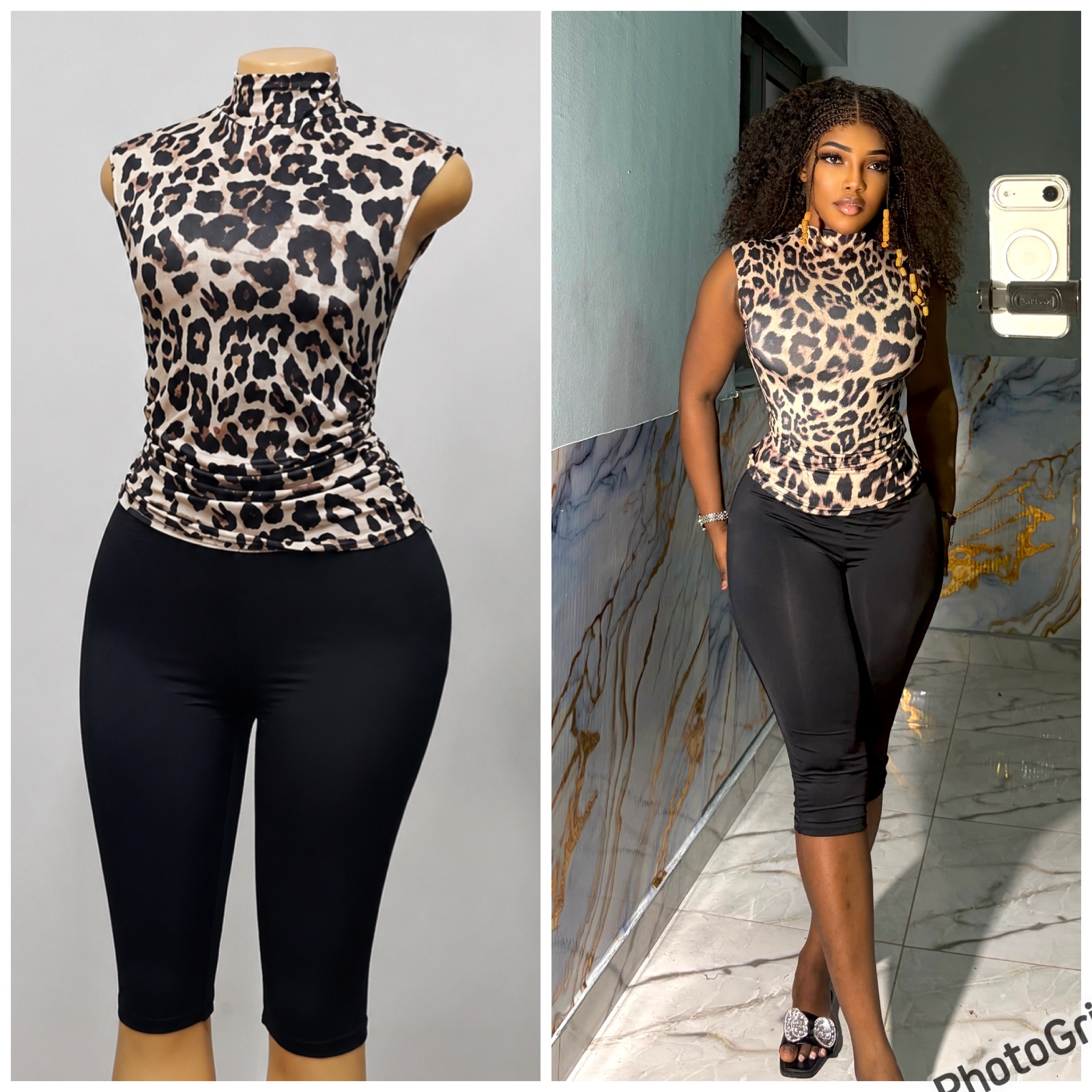 Ensemble léopard et legging noir