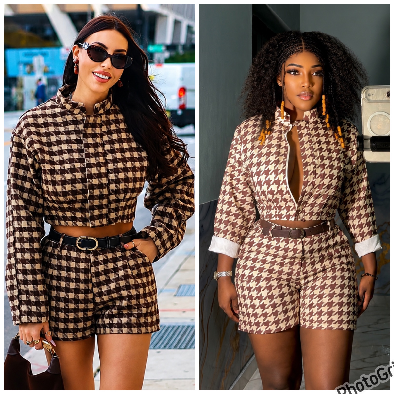 Ensemble haut crop et short à carreaux