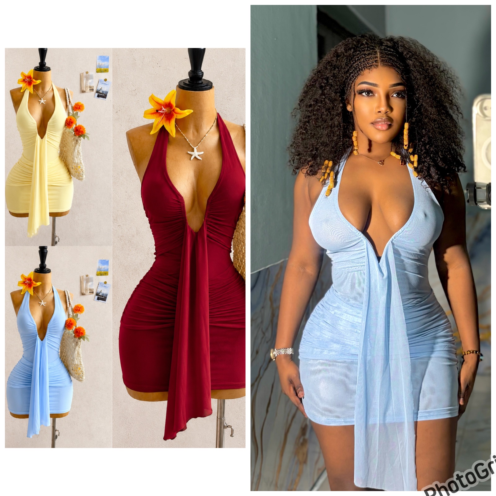 Robe courte dos nu à drapé