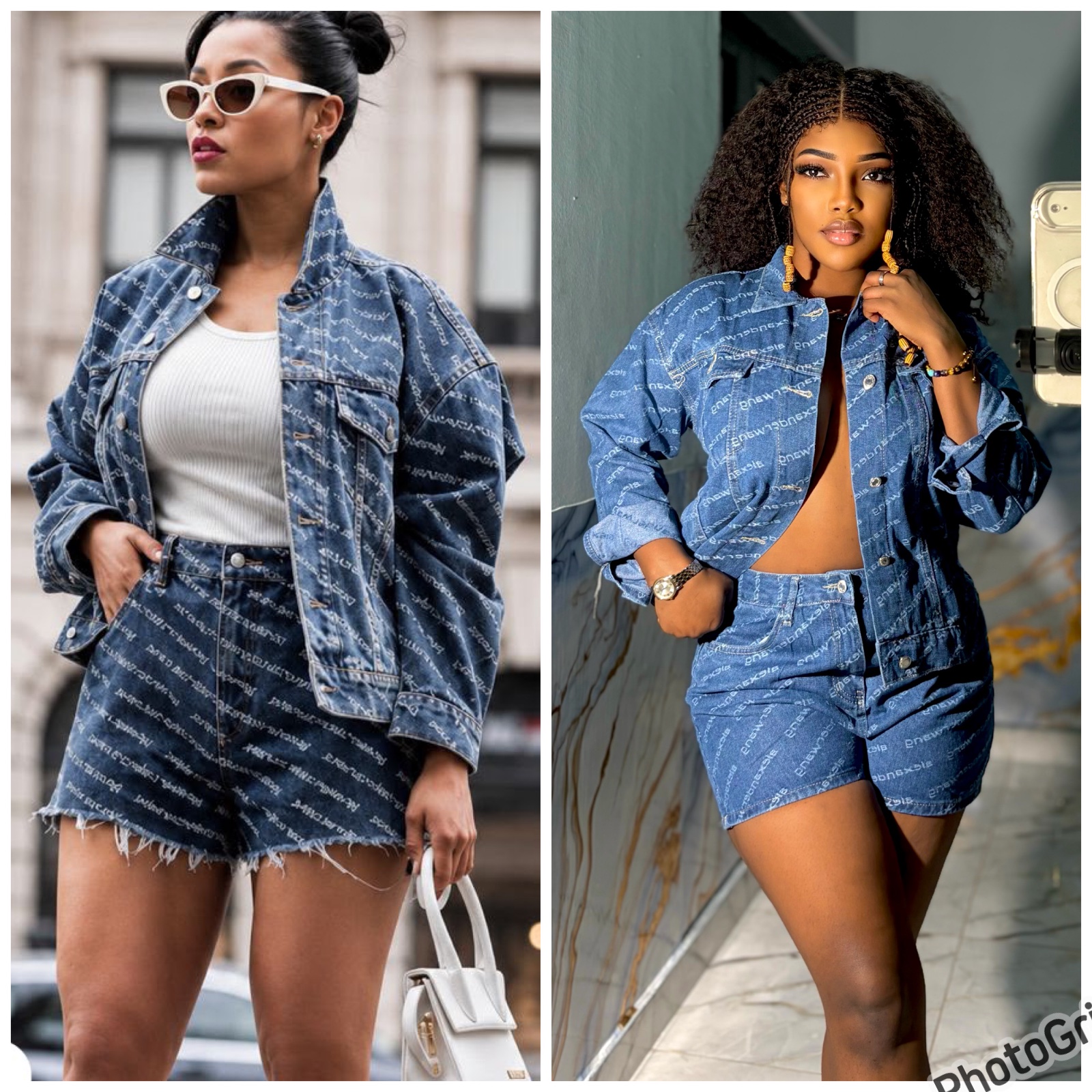 Ensemble jeans veste et short monogramme