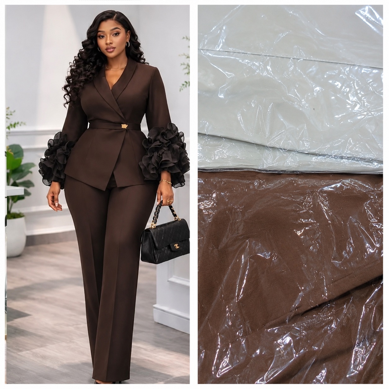 Ensemble tailleur à manches volantées