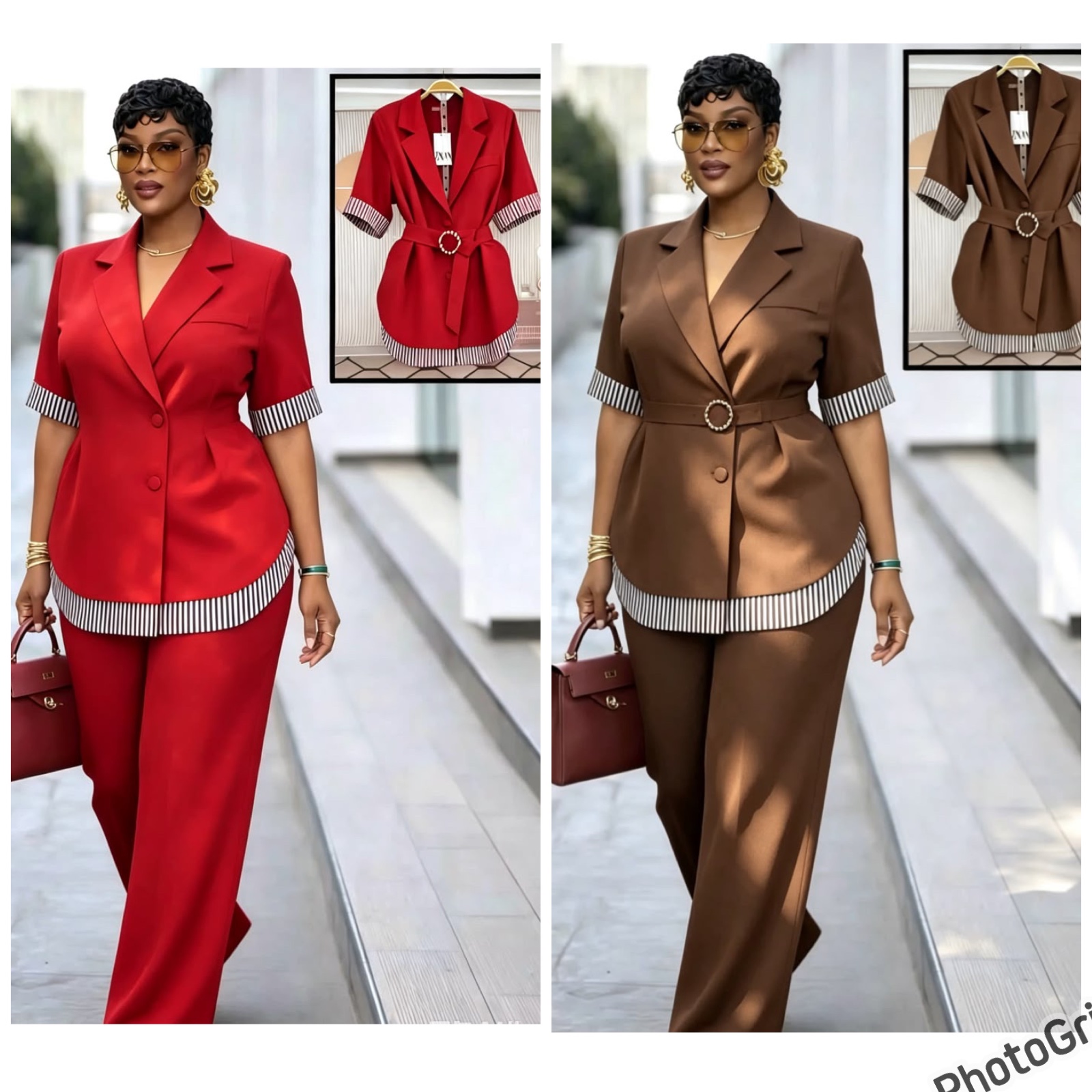Ensemble tailleur chic ceinturé