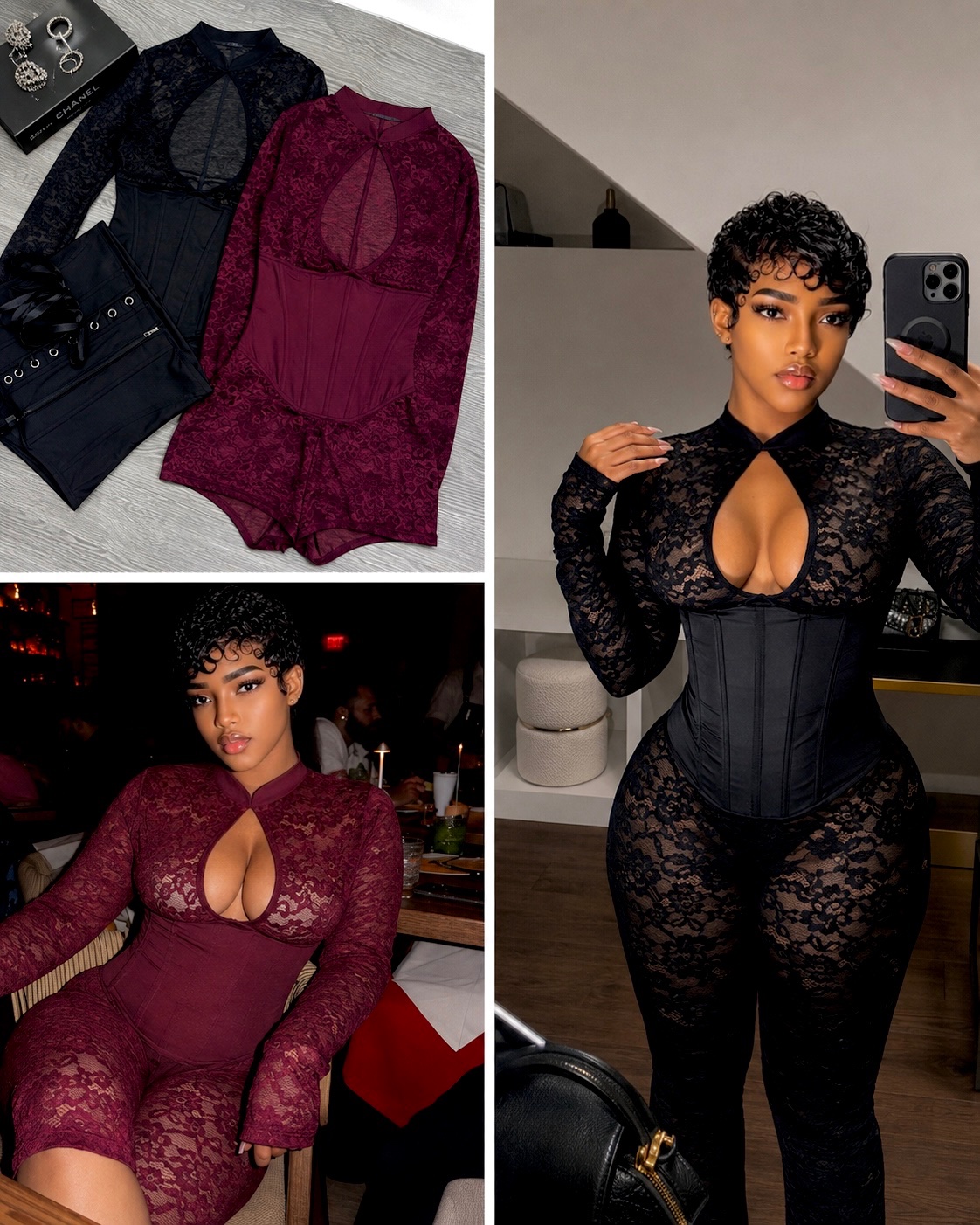 Combinaison dentelle avec corset
