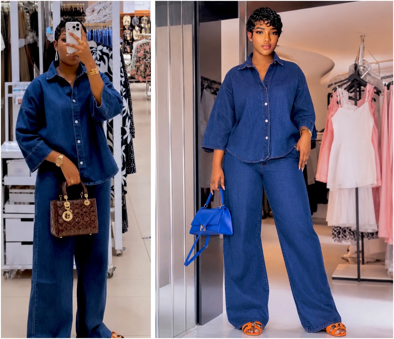 Ensemble chemise et pantalon en jean