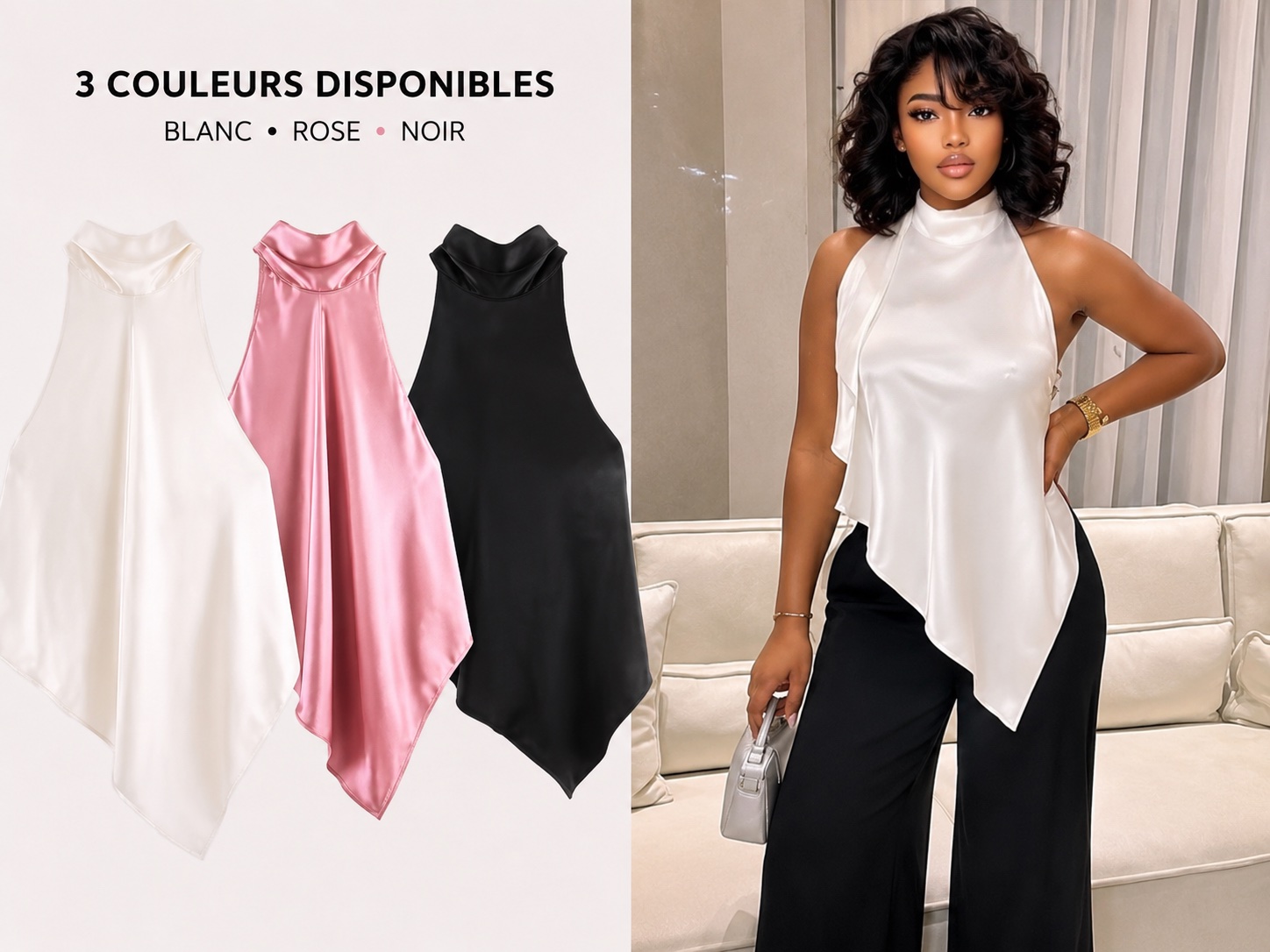Haut asymétrique en satin