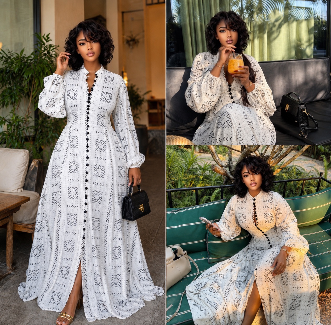 Robe longue imprimé ethnique chic
