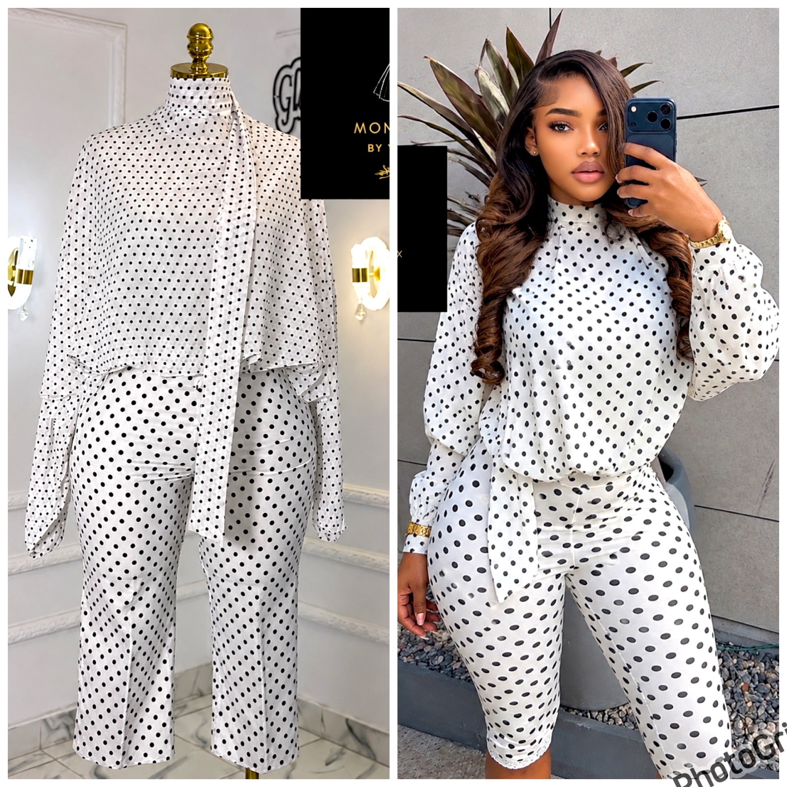 Ensemble à pois élégant