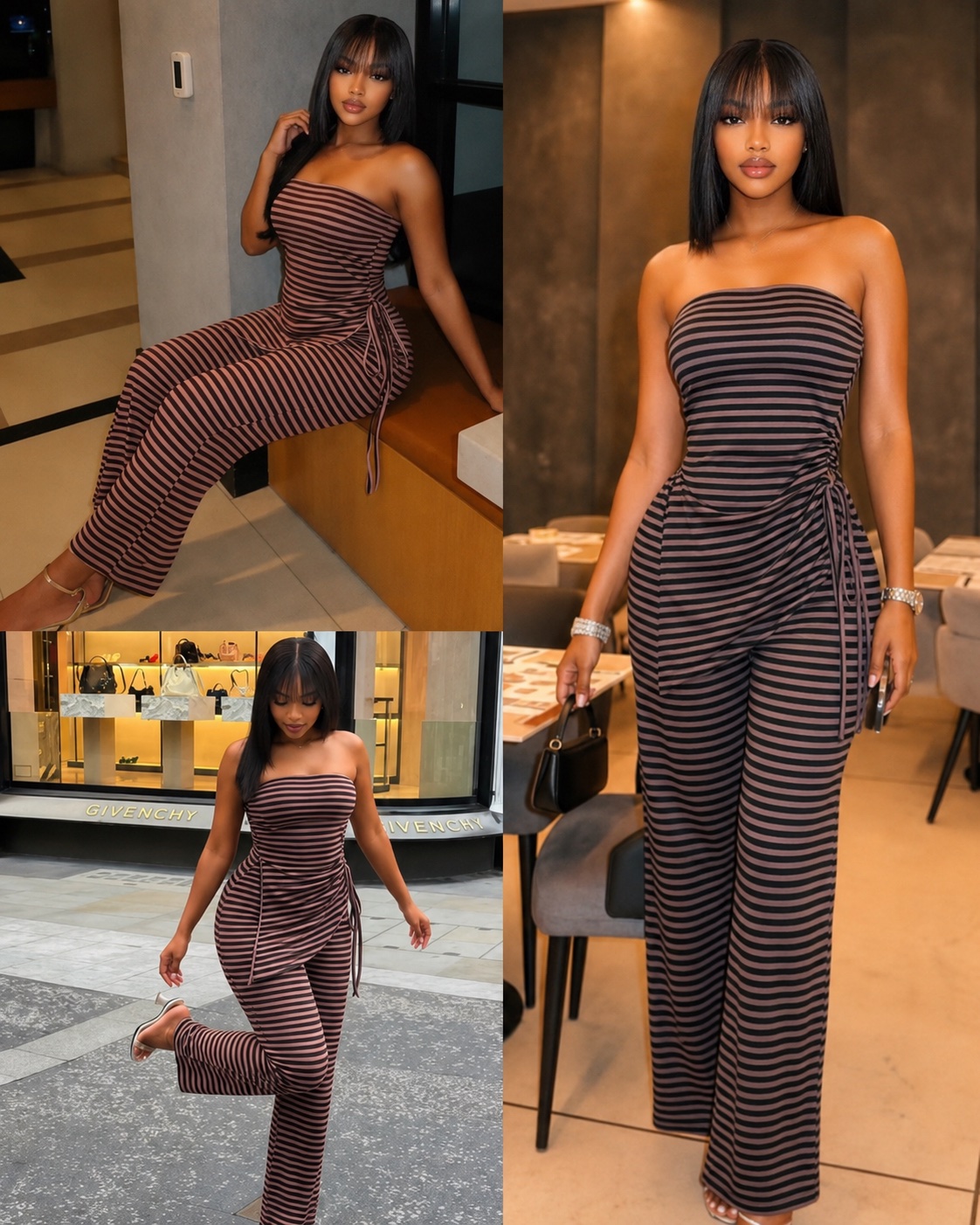 Ensemble bustier et pantalon rayé