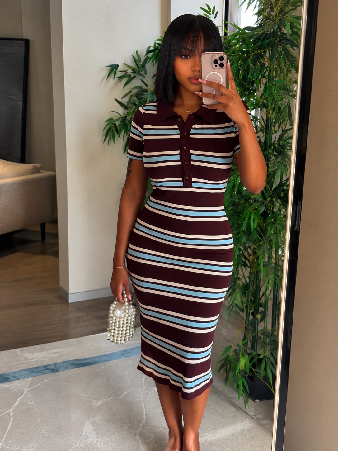 Robe polo à rayures