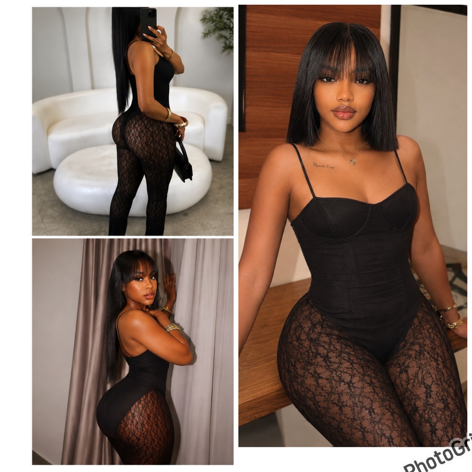 Combinaison moulante en dentelle