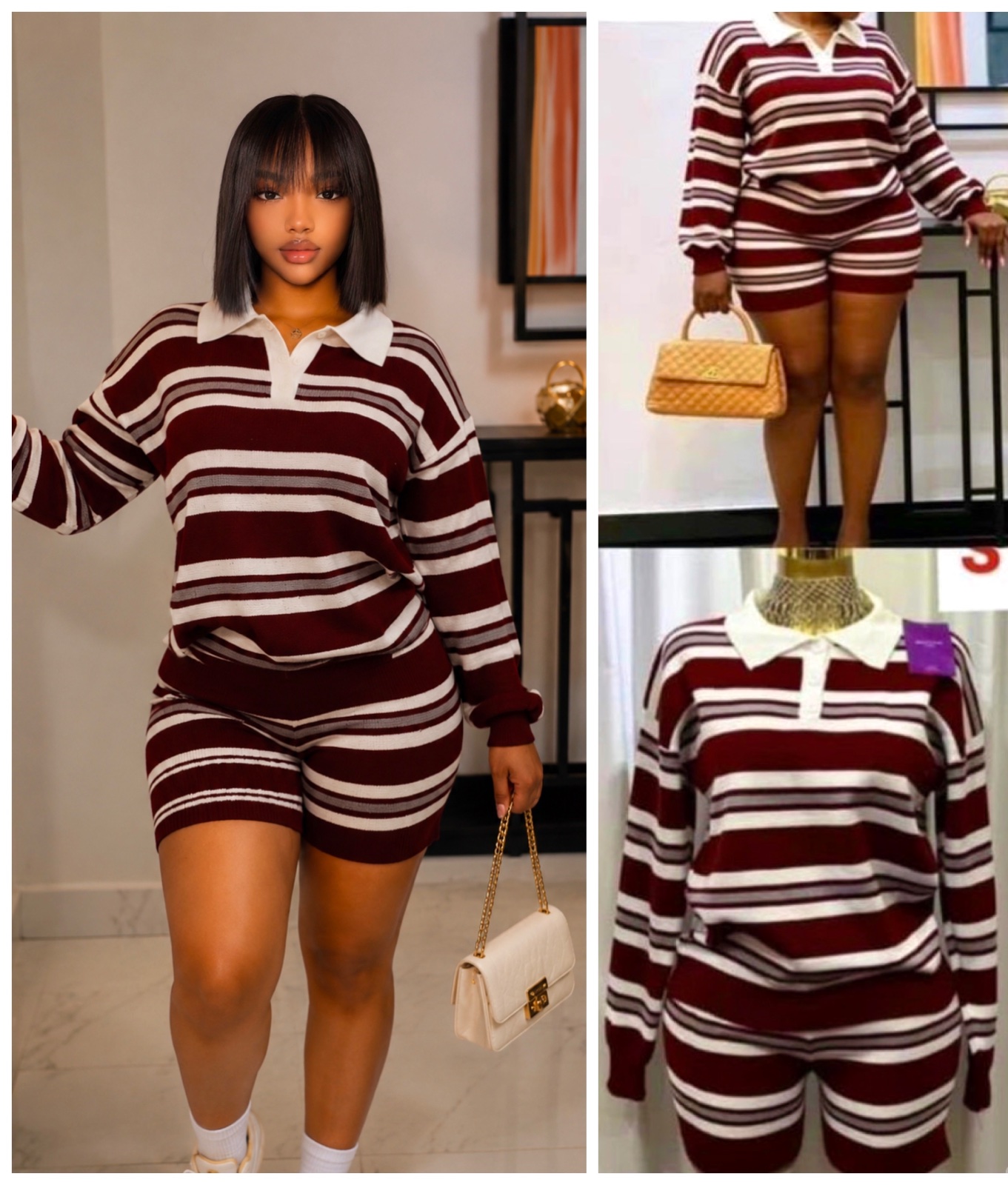 Ensemble pull et short à rayures