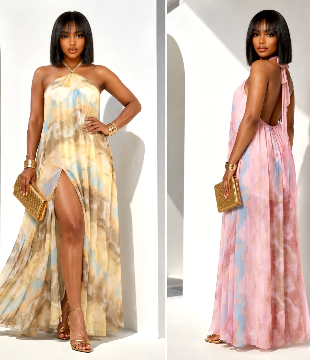 Robe longue fluide dos nu