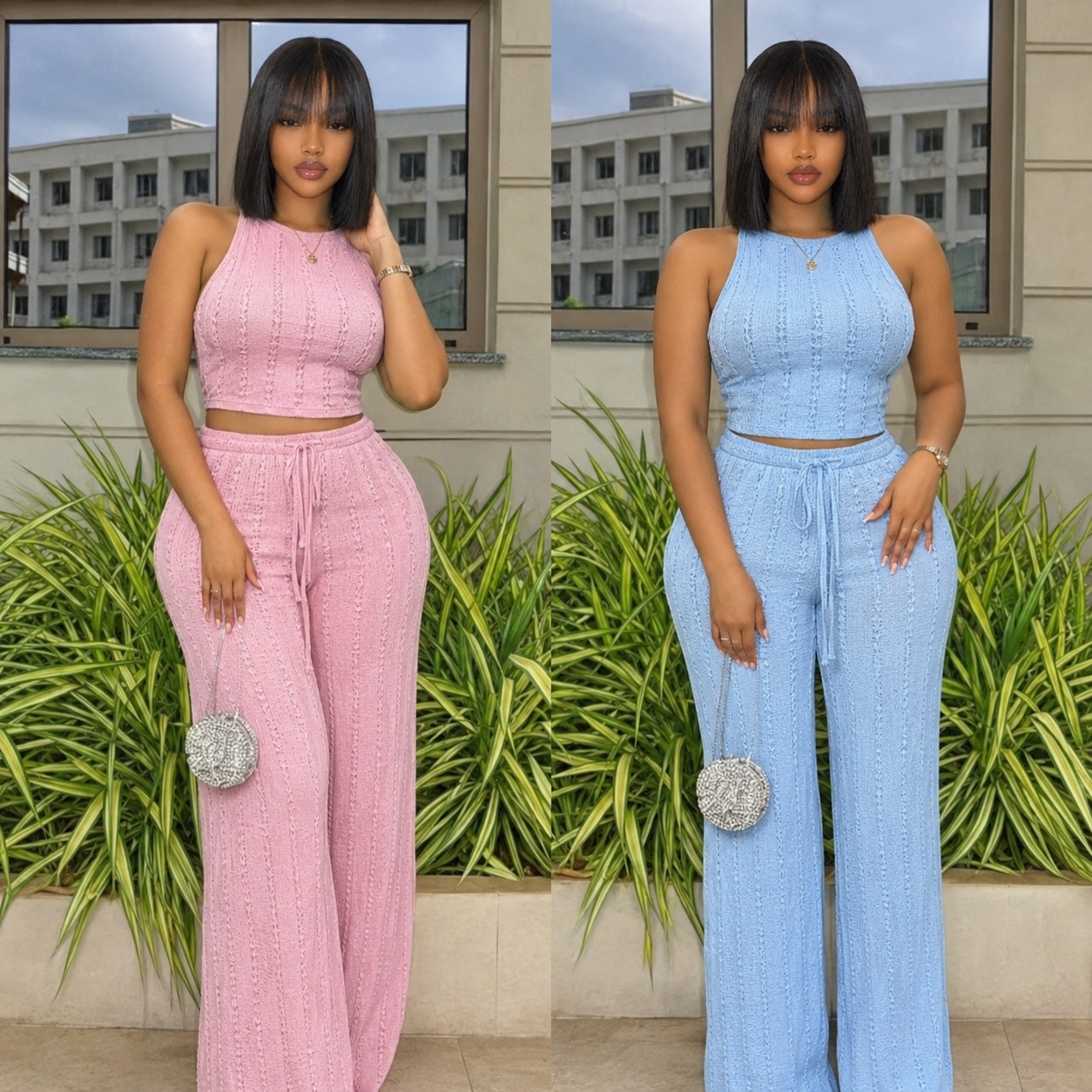 Ensemble crop top et pantalon large