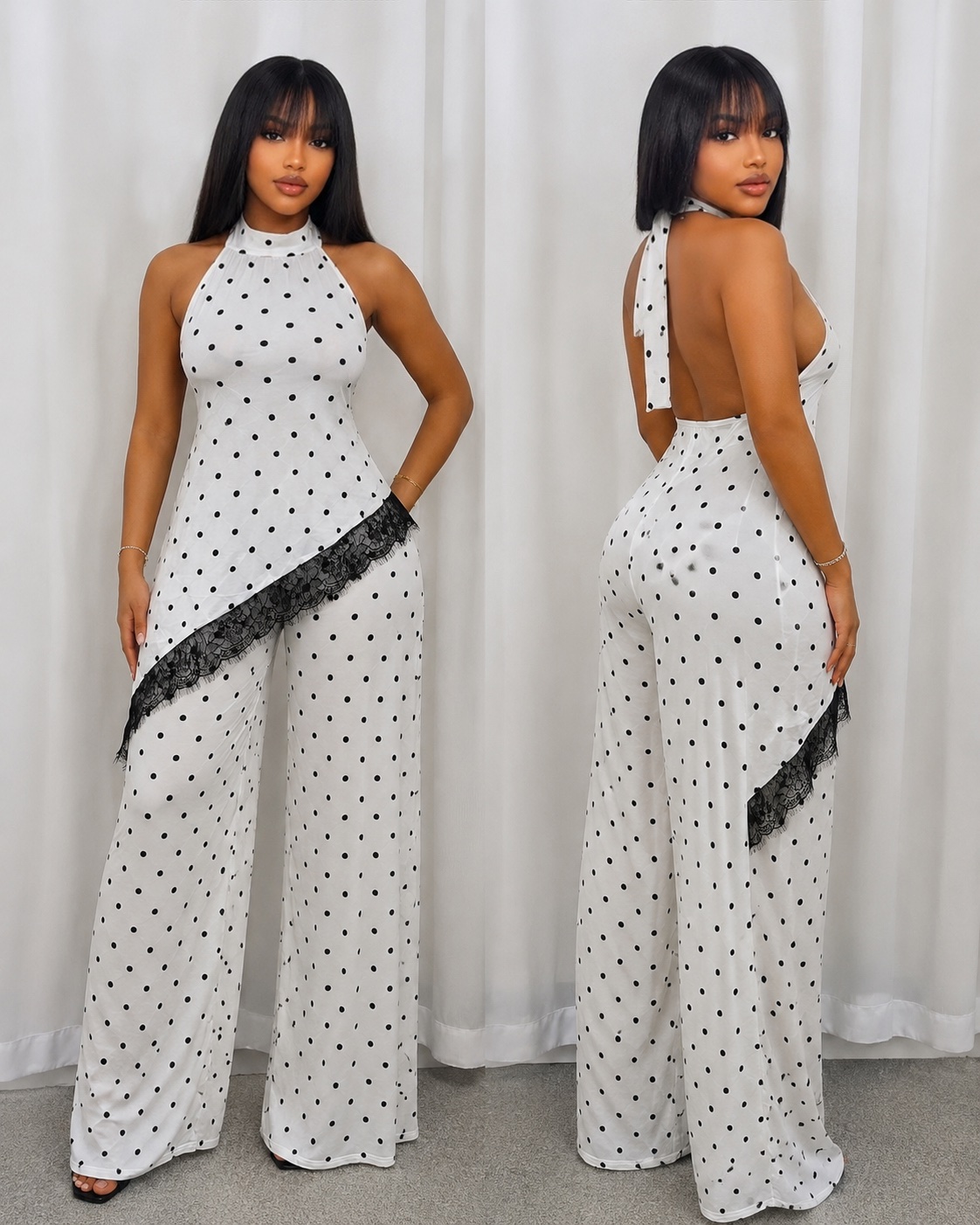 Ensemble à pois blanc et noir