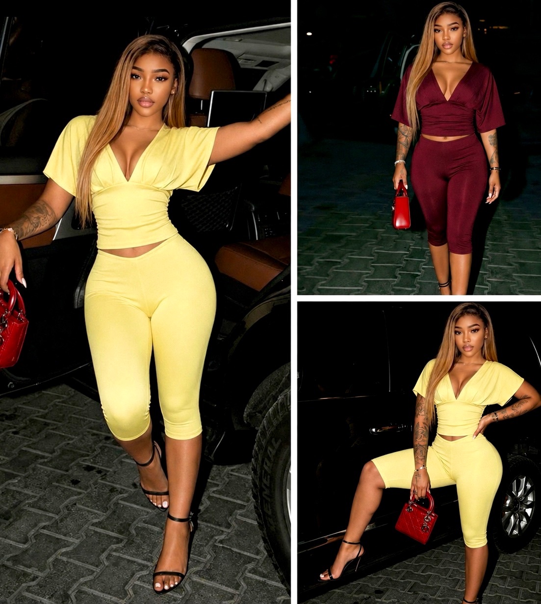 Complet nilon jaune et rouge