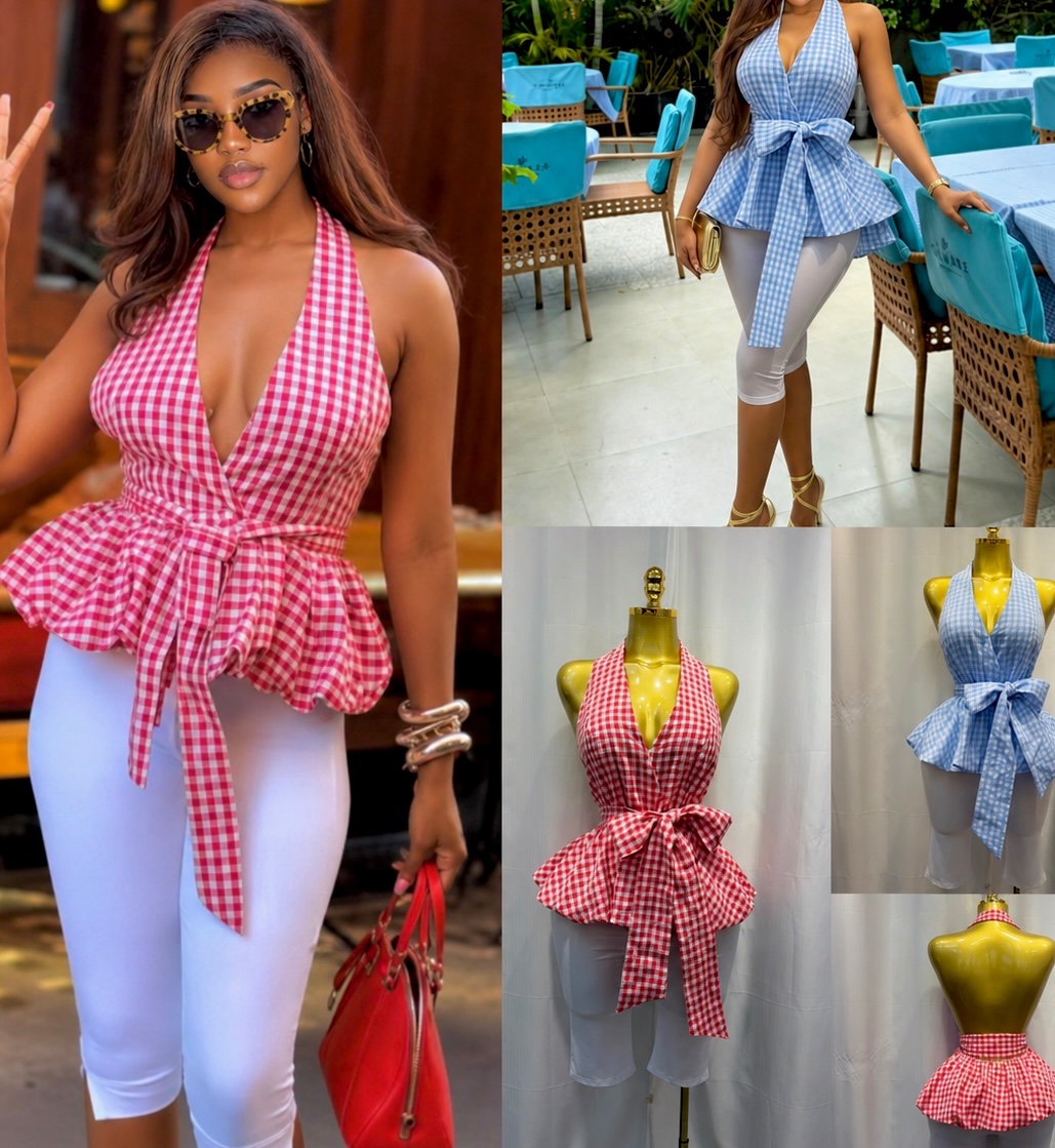 Top bleu et rose