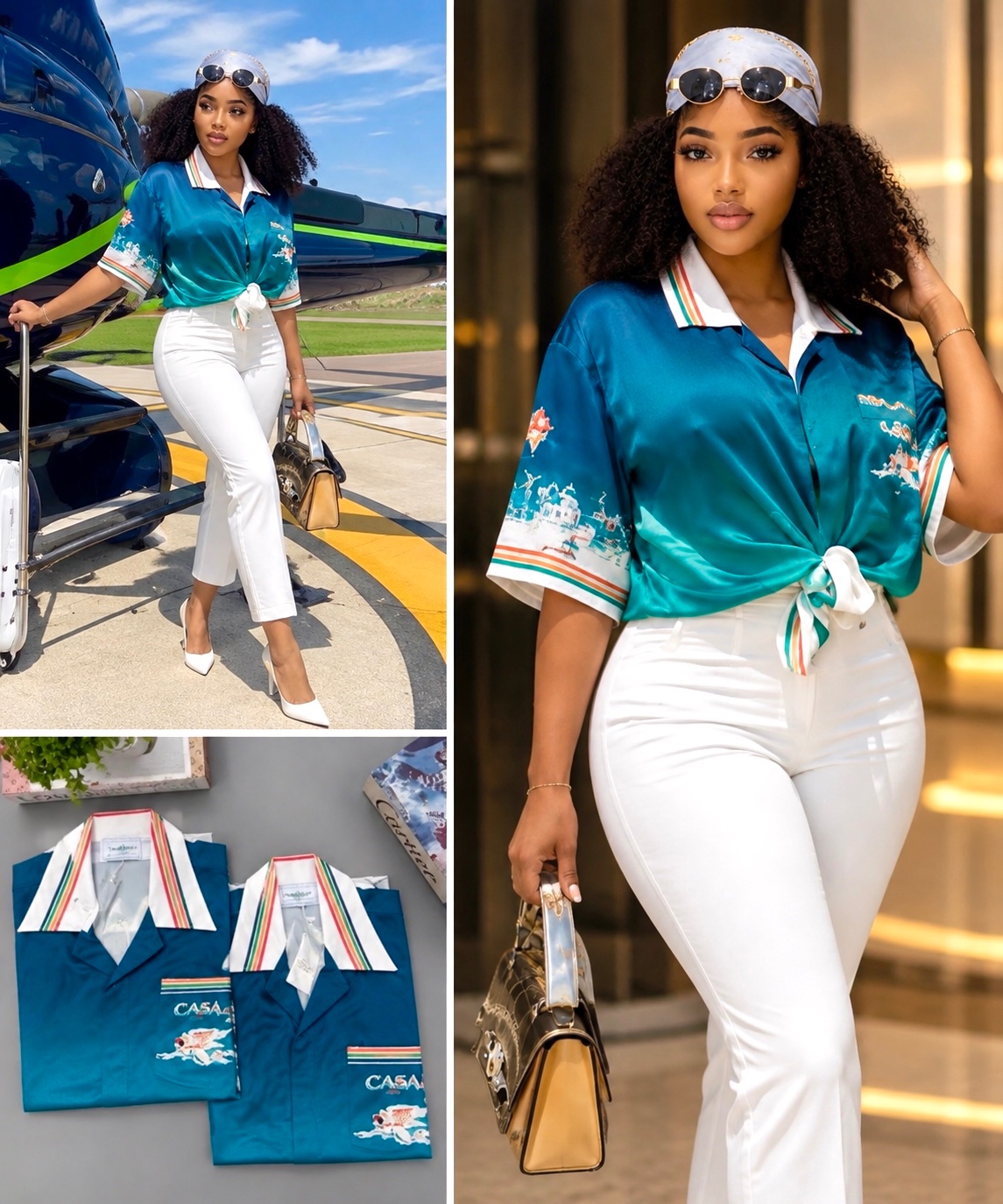 Chemise satinée imprimée Casablanca