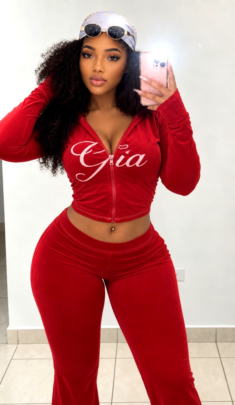 Ensemble velours Gia rouge