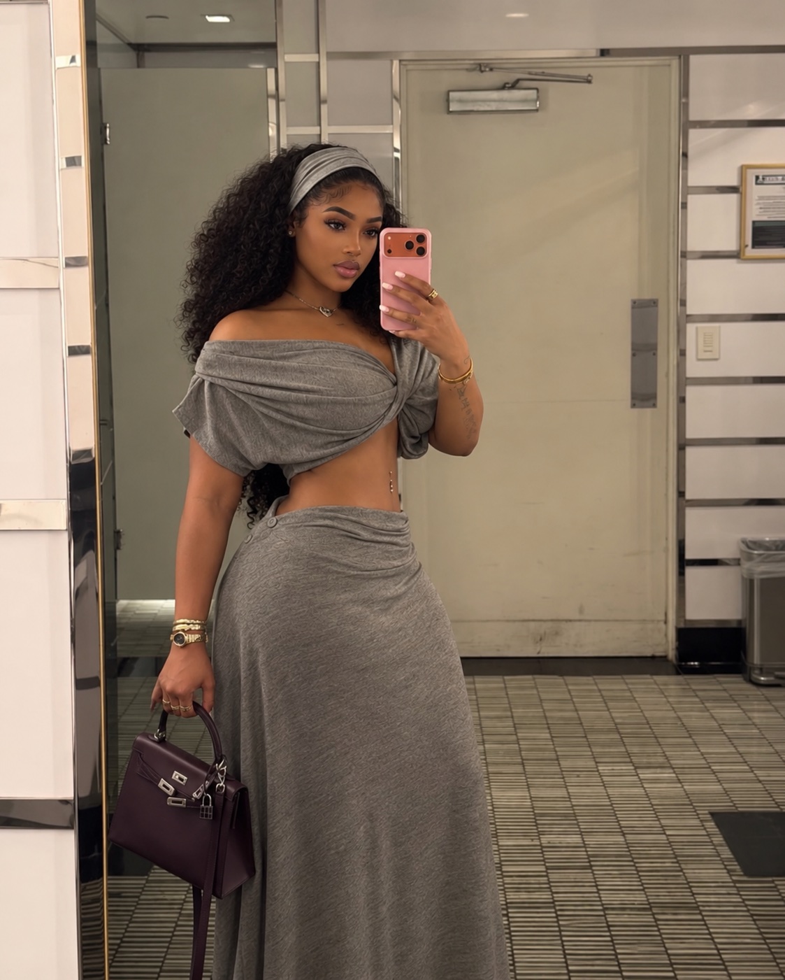 Ensemble jupe longue et top drapé