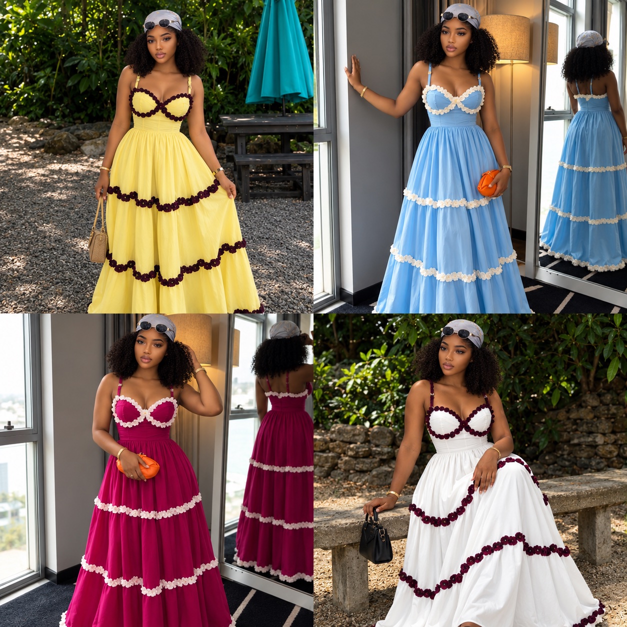 Longue robe évasée à fleu