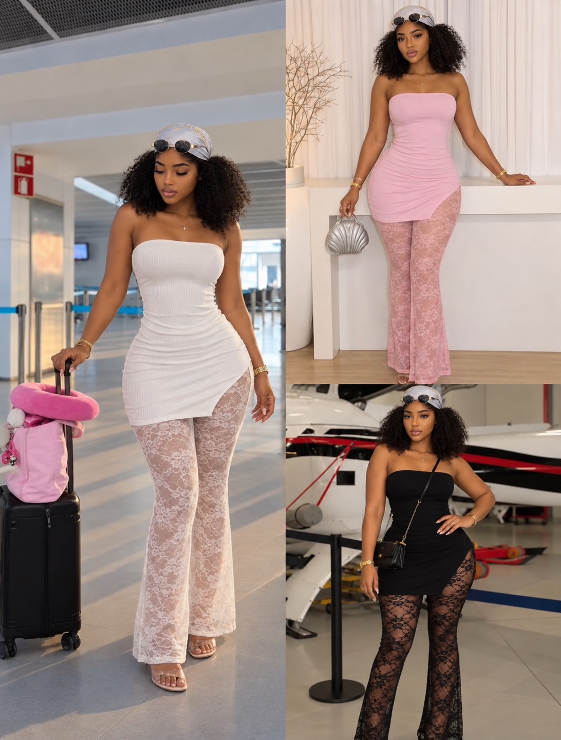 Ensemble bustier et pantalon en dentelle