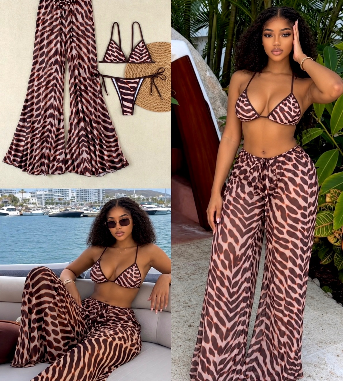 Ensemble de plage 3 pièces zébré