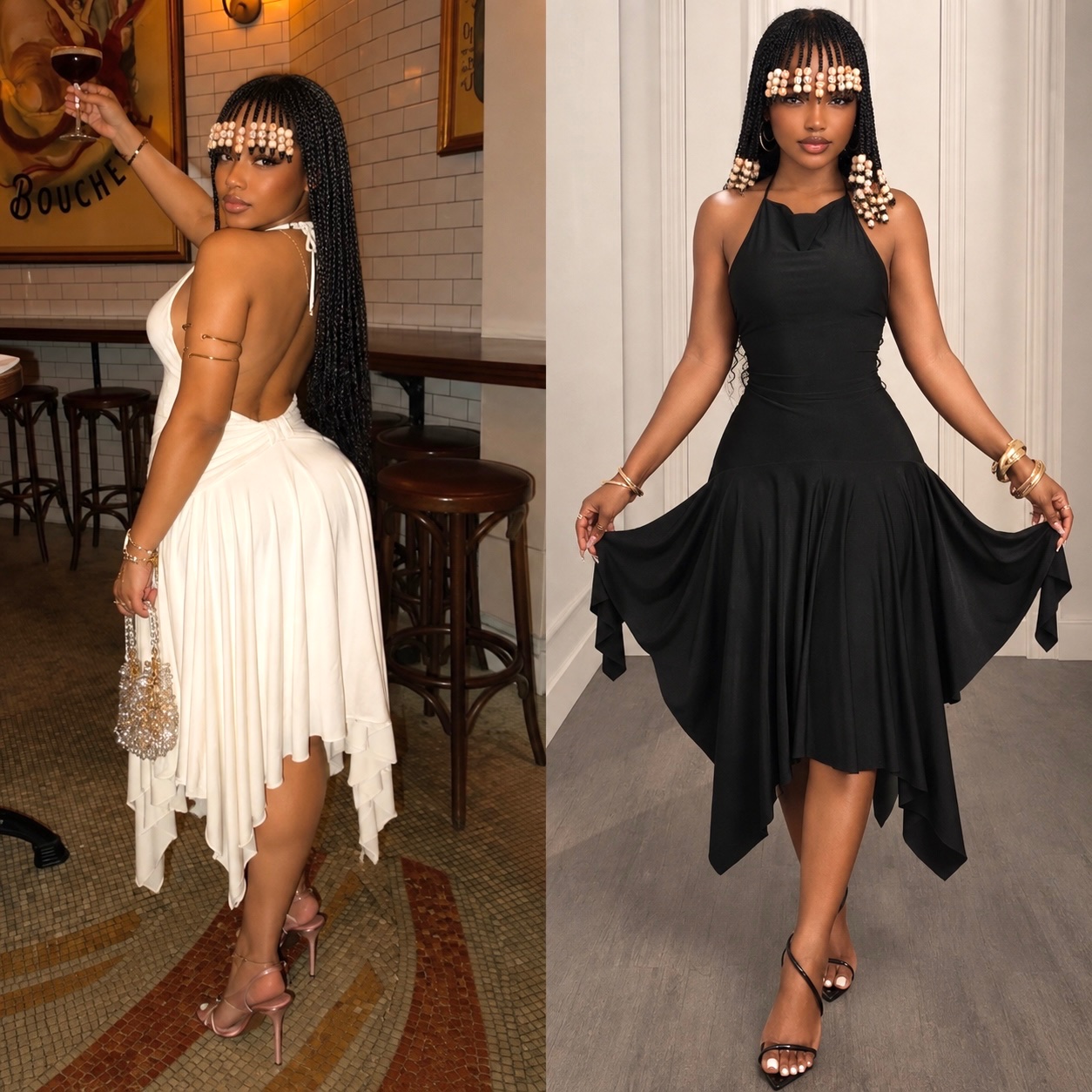Robe dos nu asymétrique