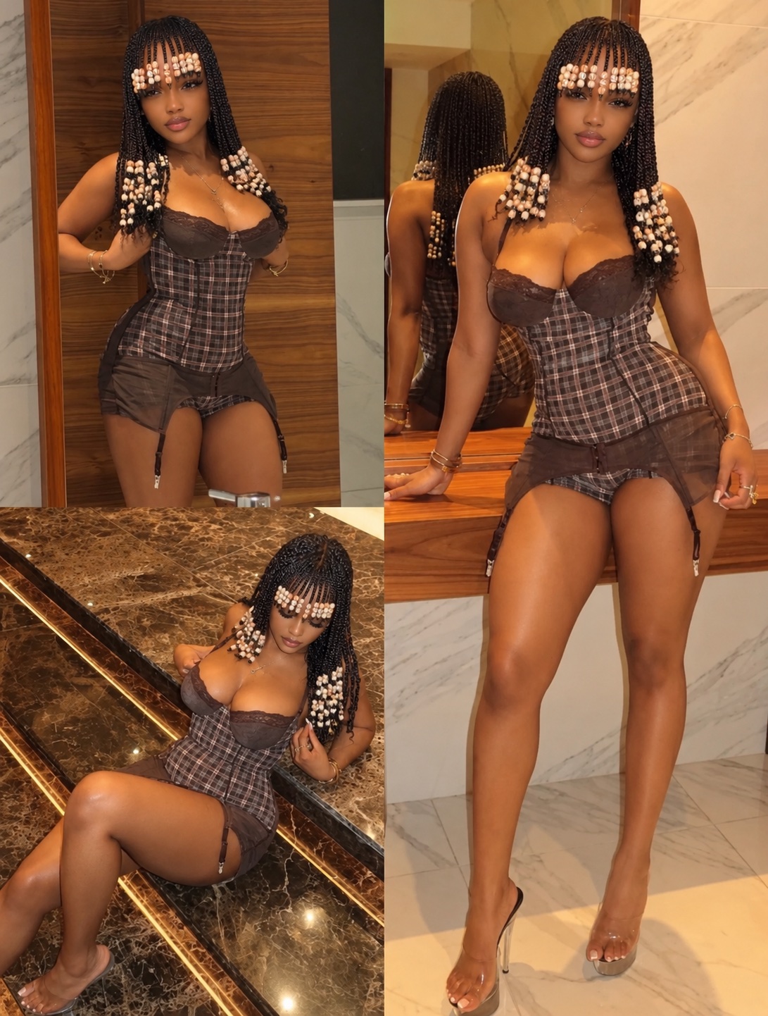 Ensemble bustier et short à carreaux