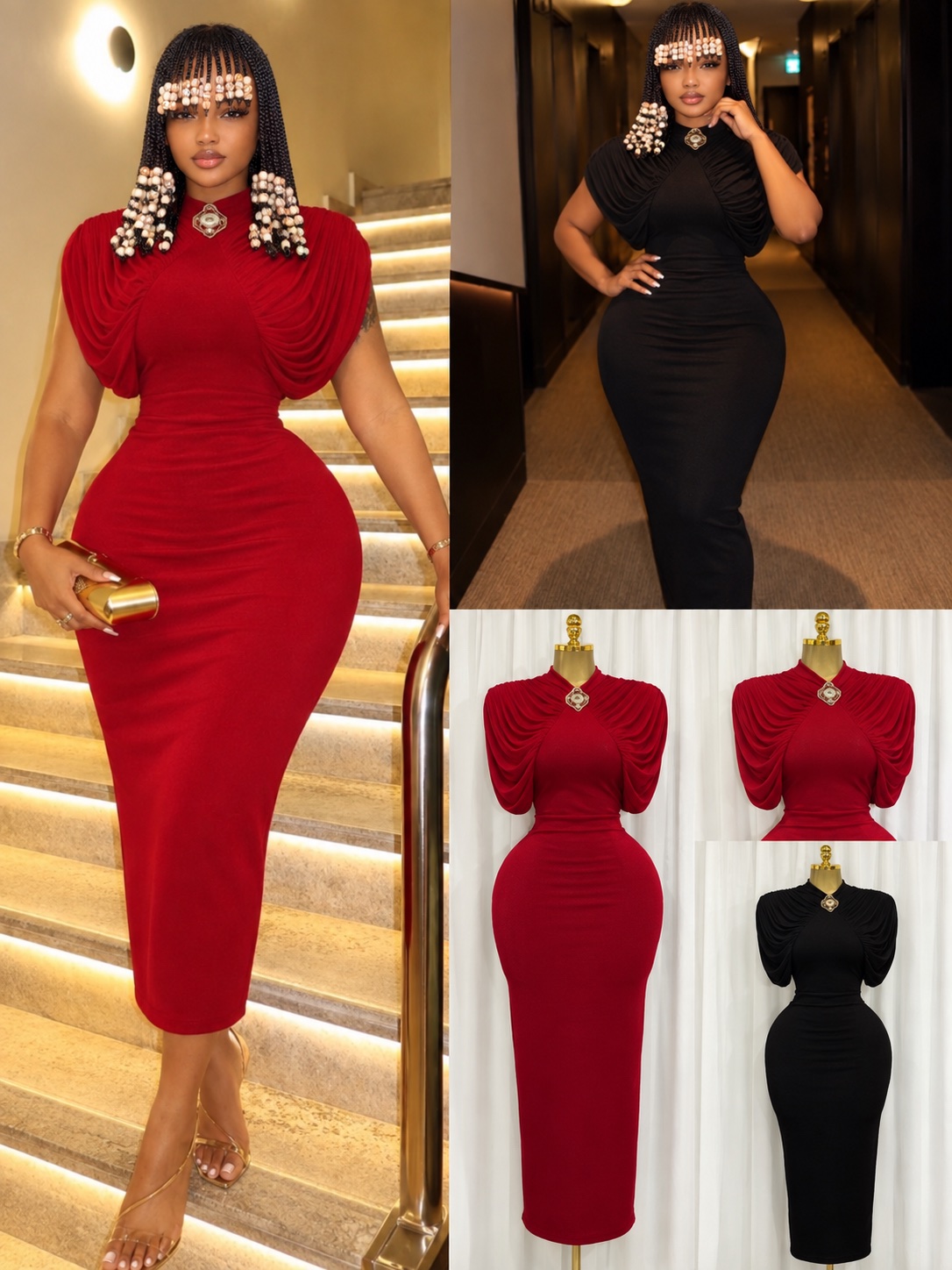 Robe midi drapée élégante