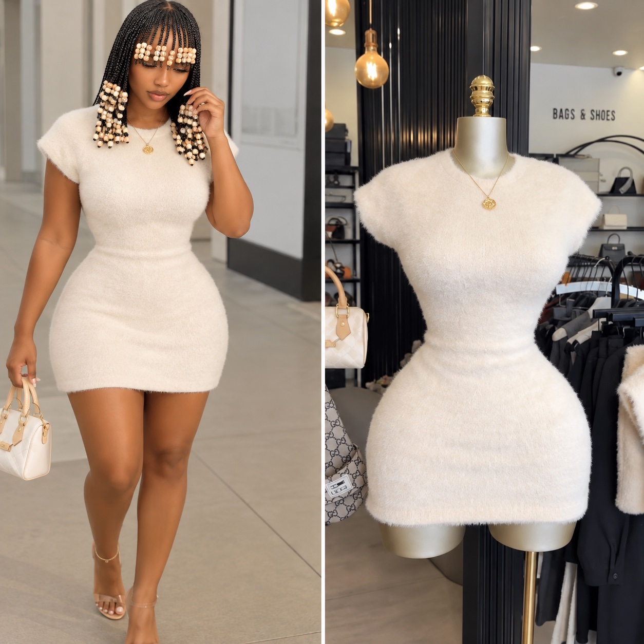 Robe moulante duveteuse