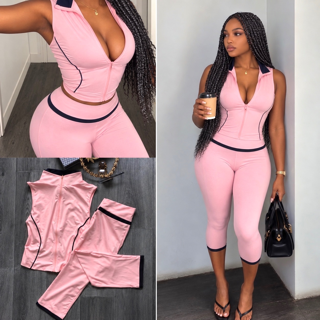 Ensemble sportif rose poudré