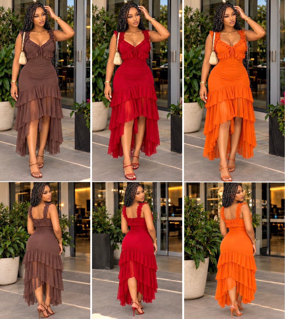 Robe asymétrique à volants