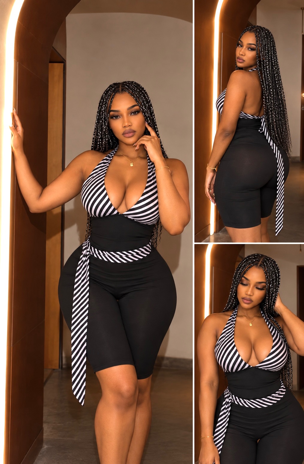Ensemble short rayé chic