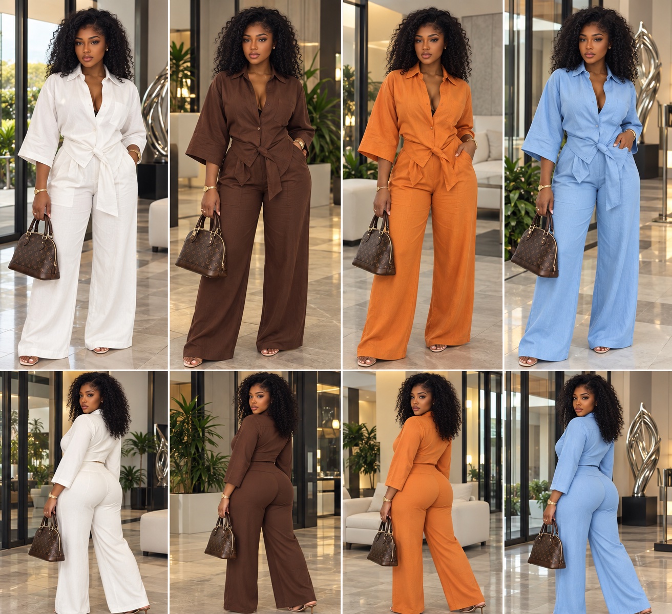 Ensemble pantalon fluide à nouer