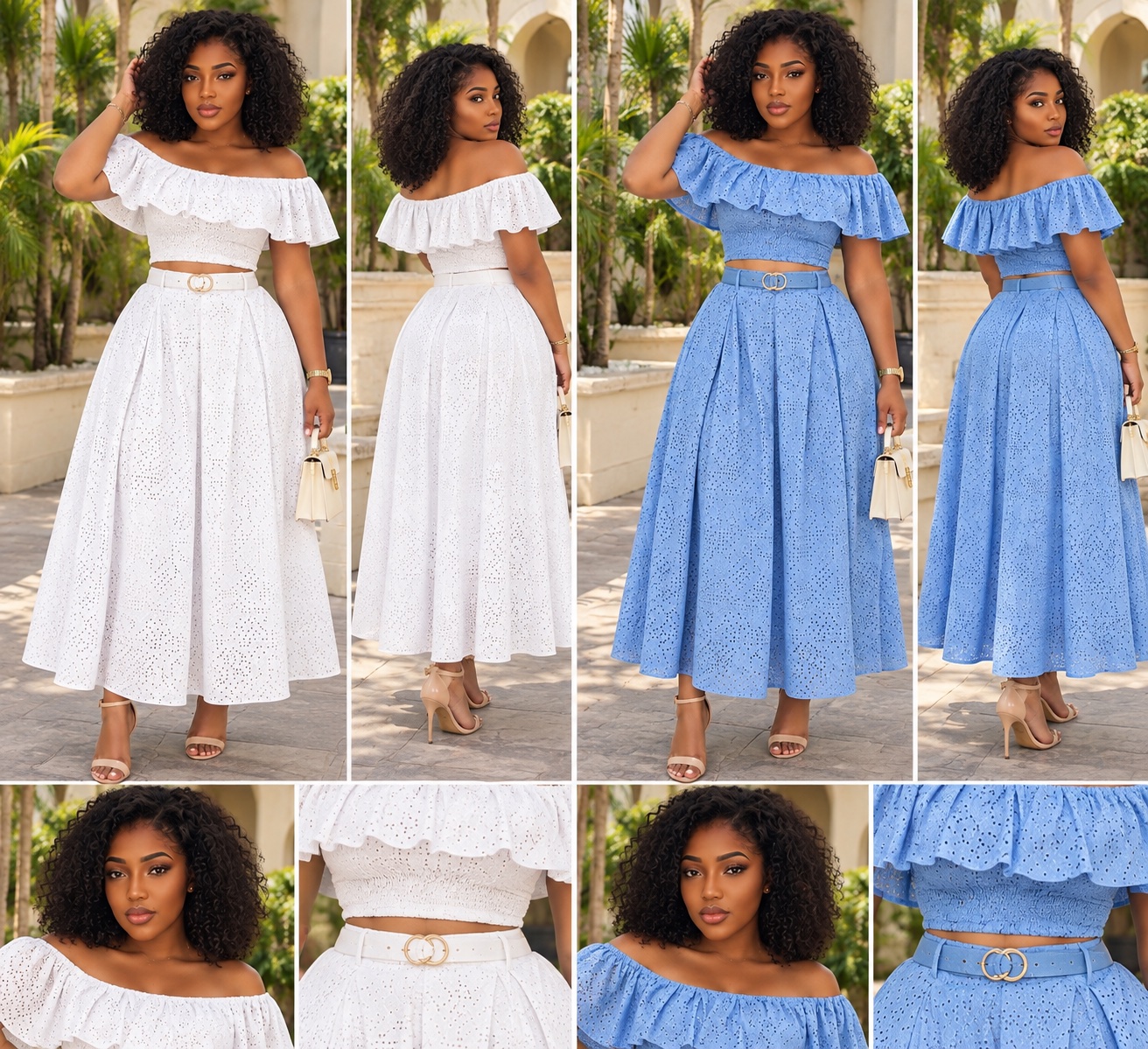 Ensemble jupe et top en broderie anglaise