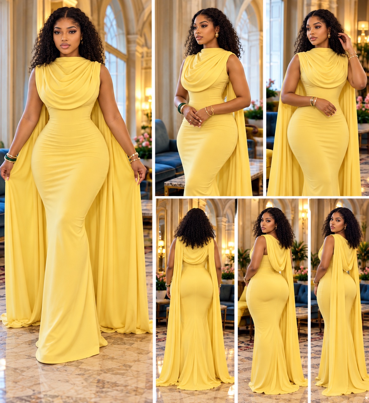 Robe de soirée sirène avec cape