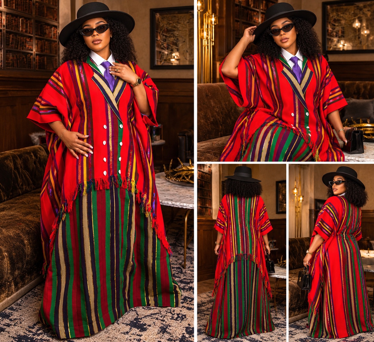 Ensemble majestueux en tissé traditionnel