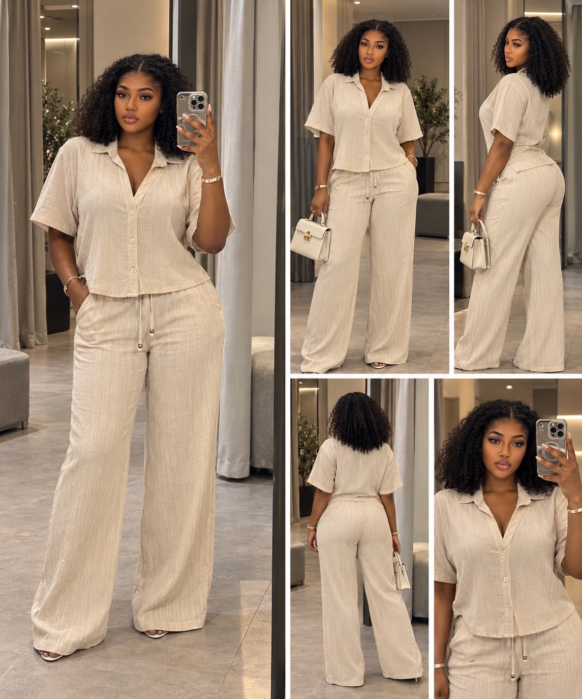 Ensemble pantalon fluide beige