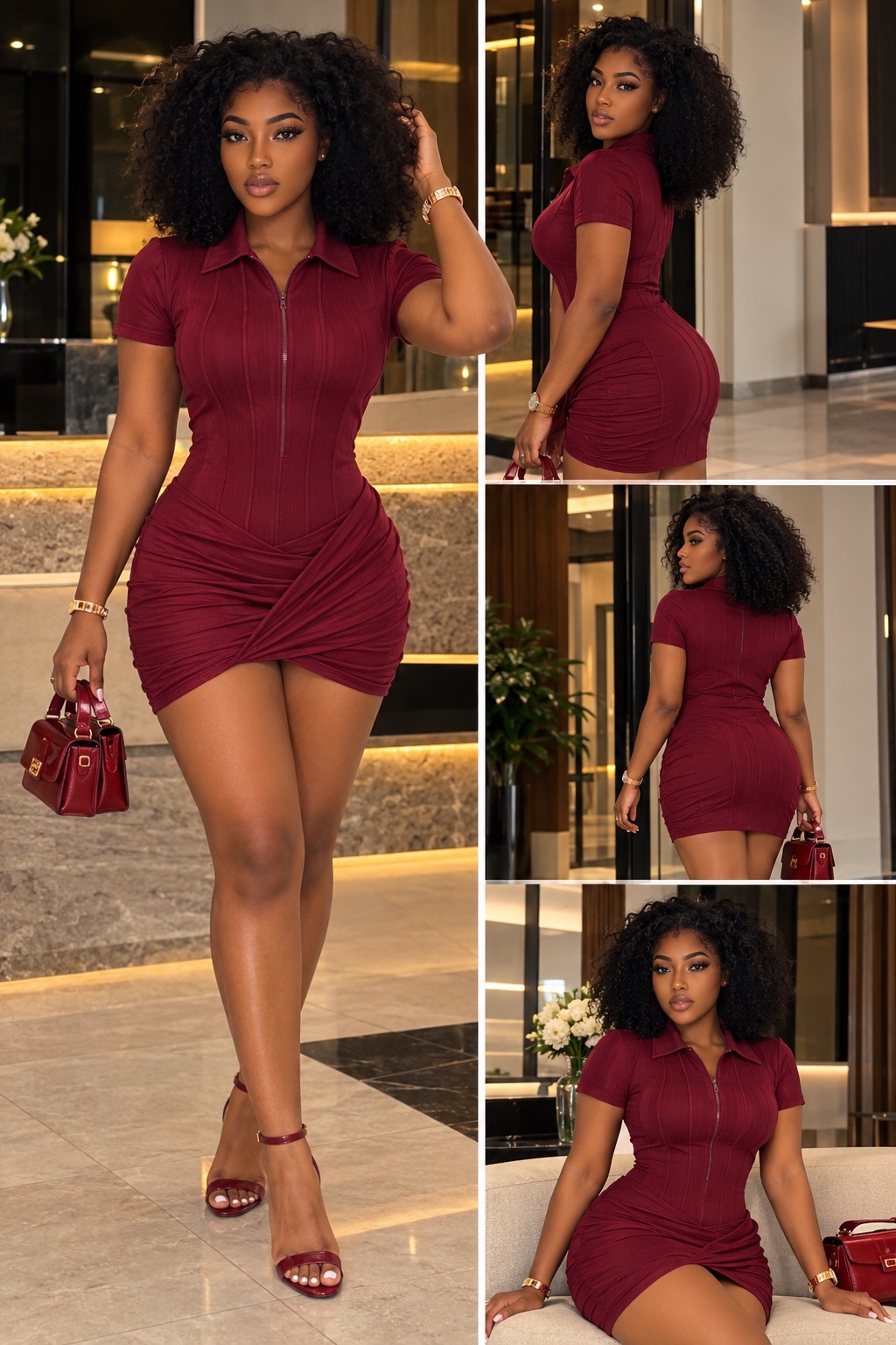 Robe courte moulante à zip