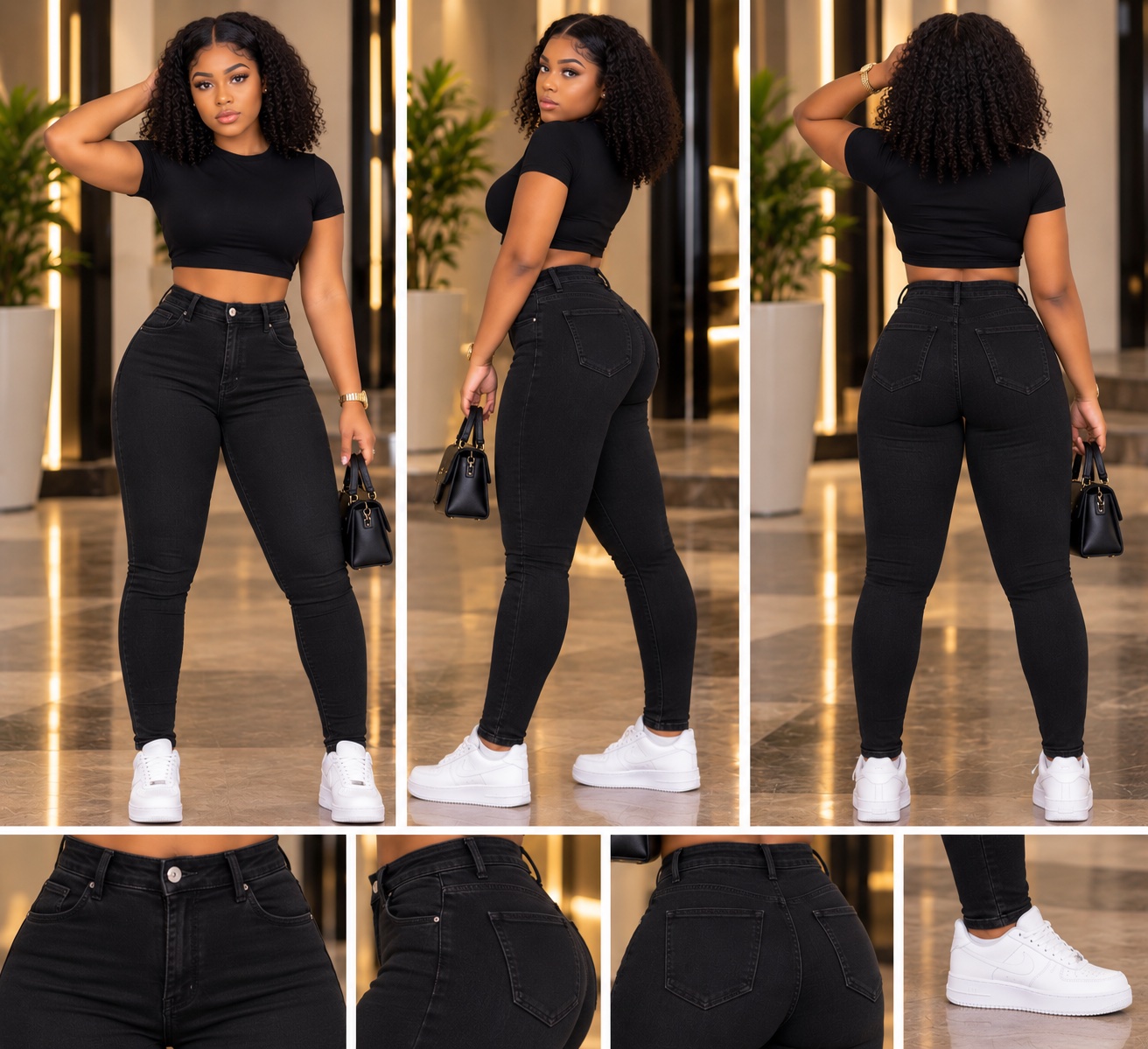 Jean skinny noir taille haute