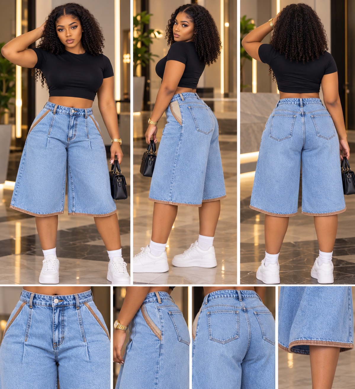 Jupe-culotte en jean chic