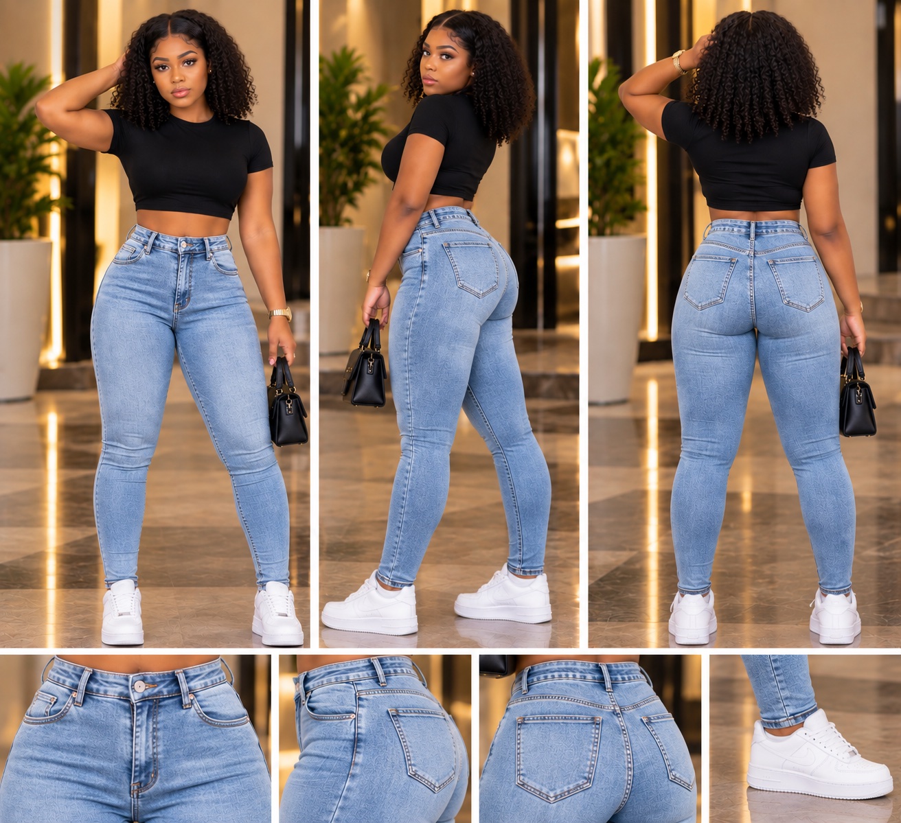 Jean skinny bleu clair taille haute