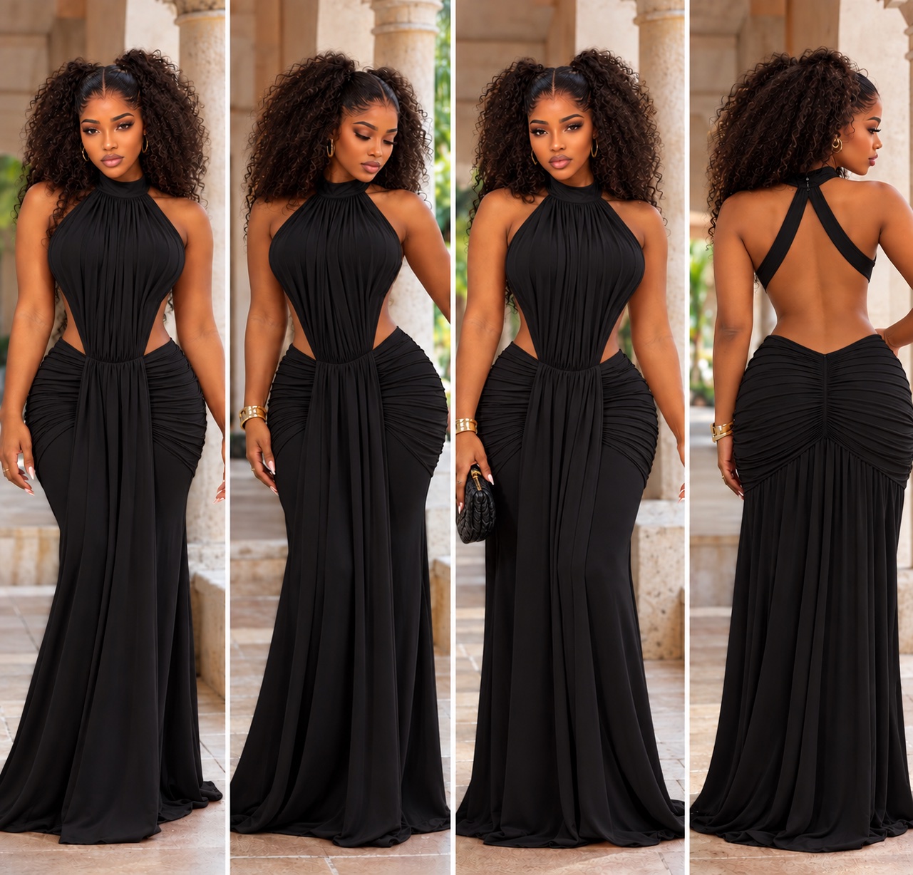 Robe longue dos nu noire