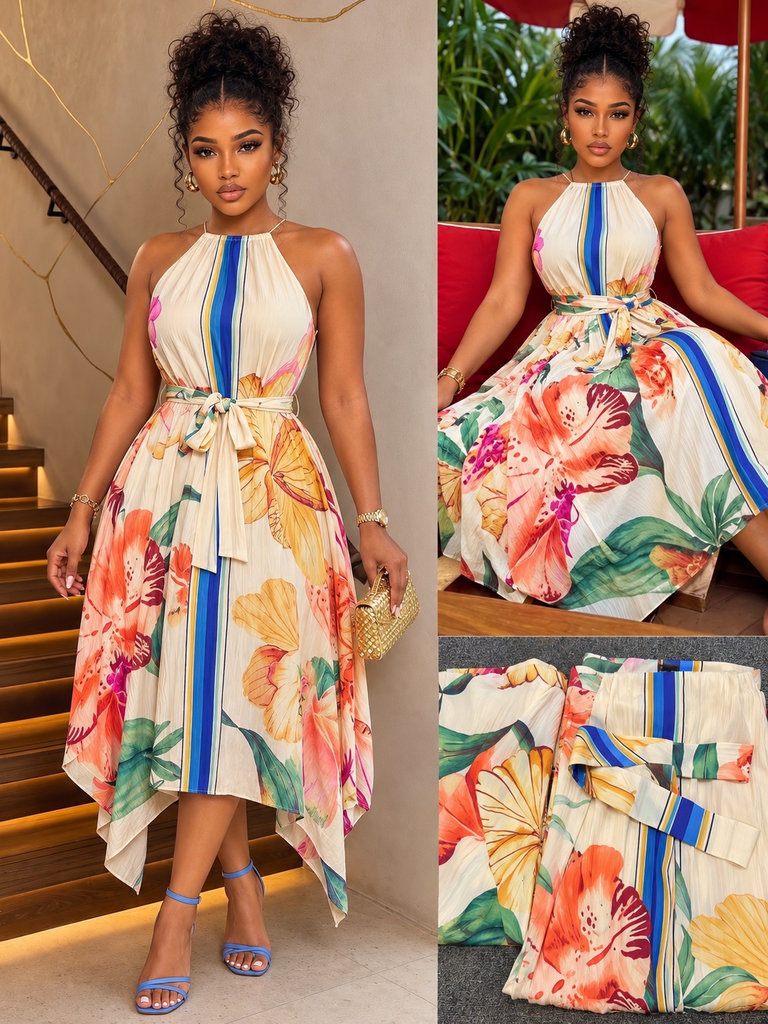 Robe fleurie asymétrique