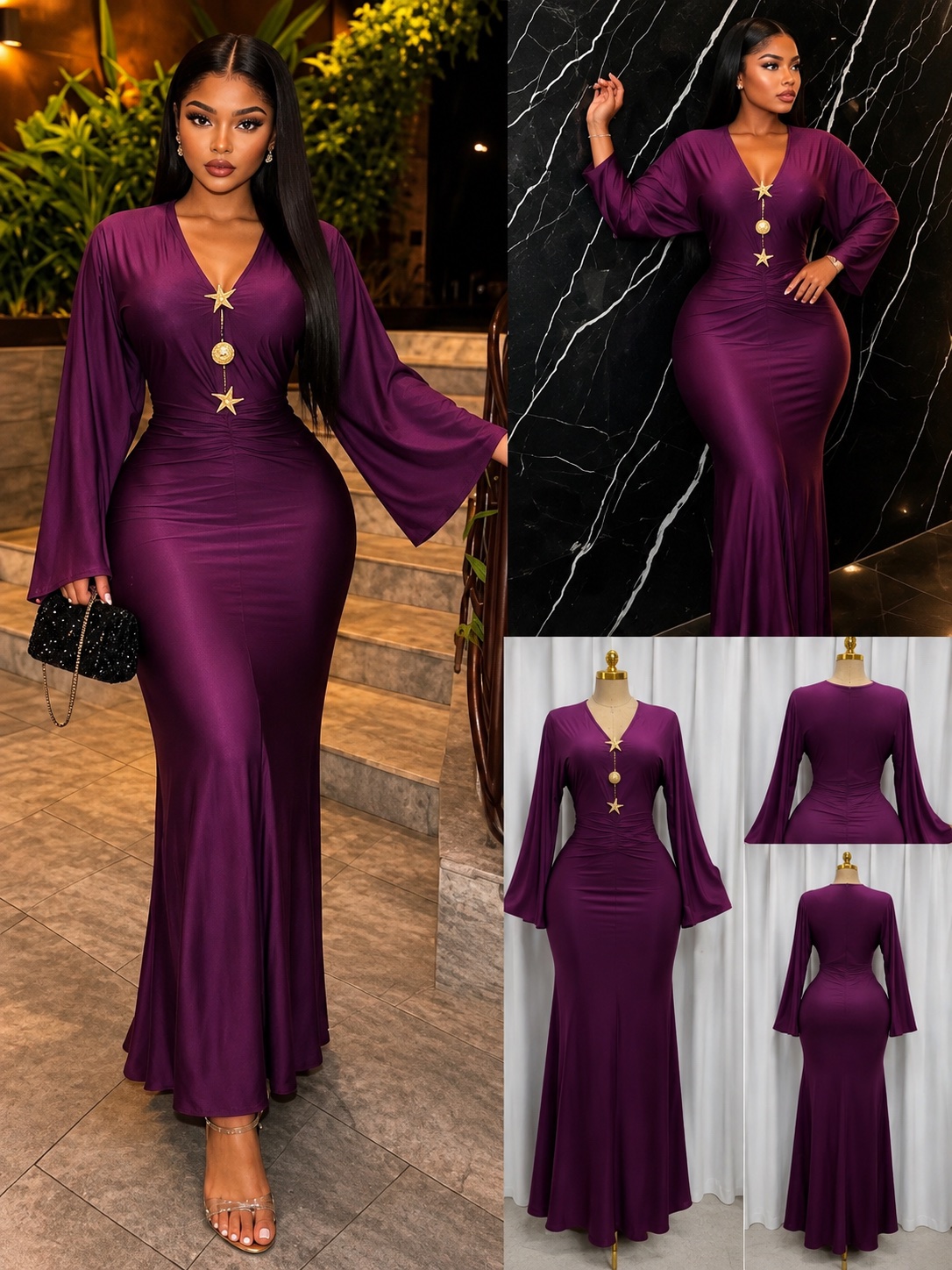 Robe maxi moulante violet