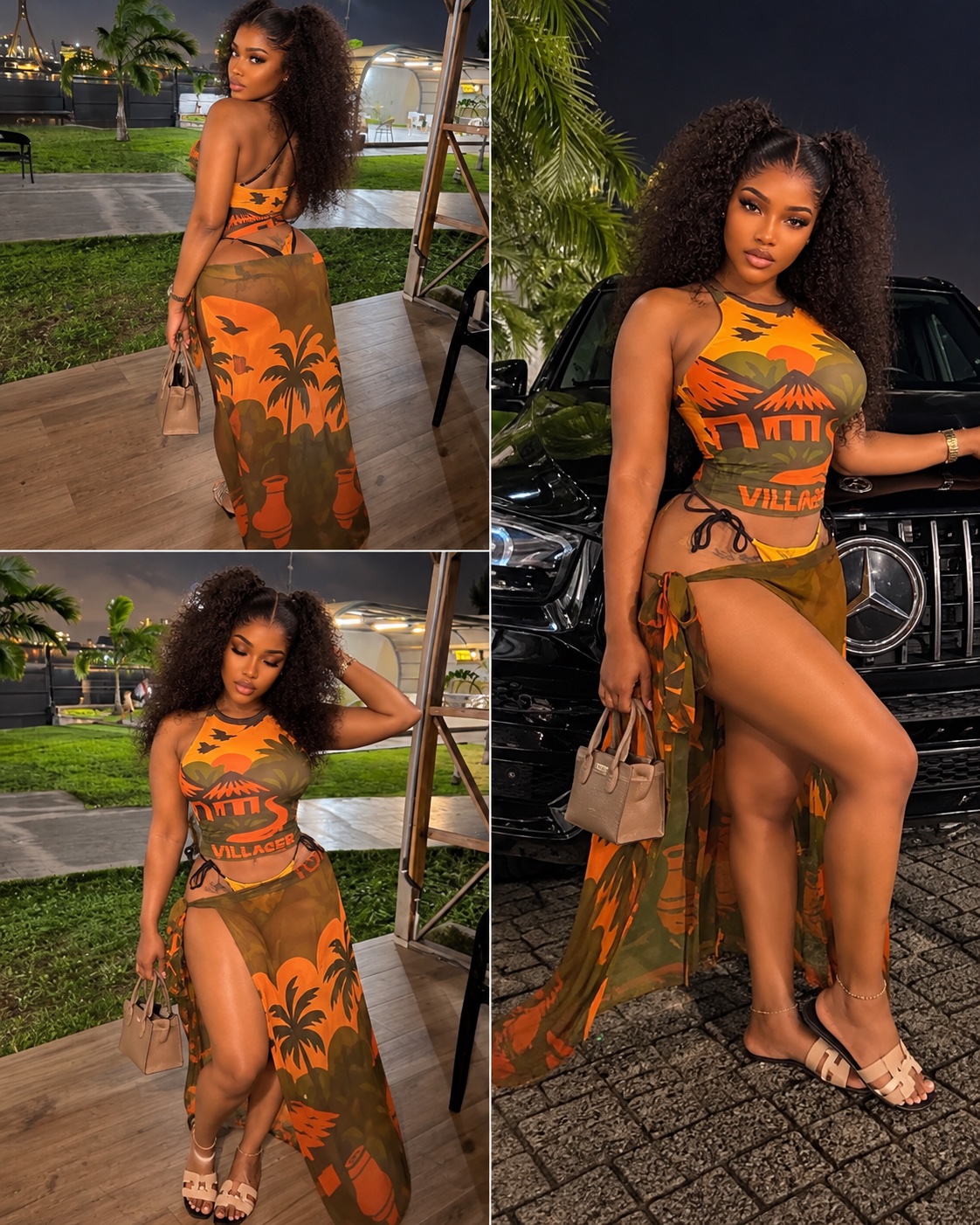 Ensemble crop top et jupe fendue